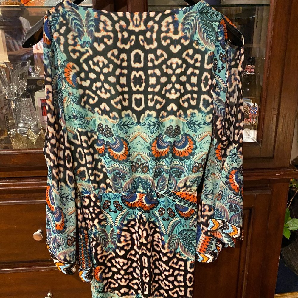 BEBE Beaded Cold Shoulder Mini Dress SZ S - Picture 6 of 10